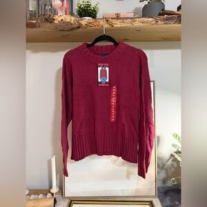 NWT GAP Women’s Ribbed Burgundy Cotton Crewneck Sweater